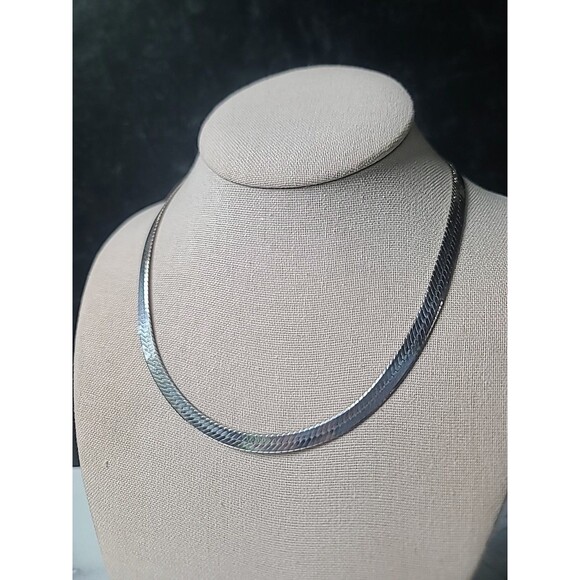 Milor Italy 925 Sterling Silver Herringbone Chain Necklace Vintage - Picture 1 of 10